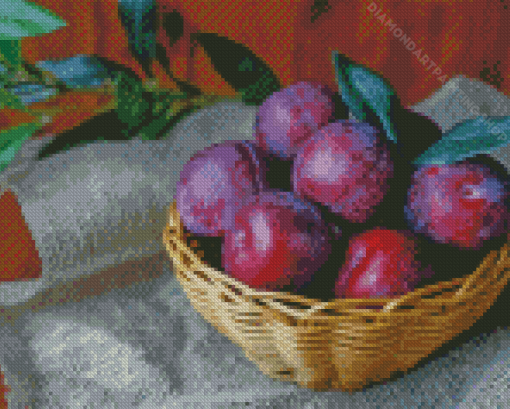 Plums Fruit Basket Diamond Paintings