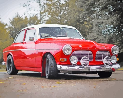 Red Old Volvo Diamond Paintings