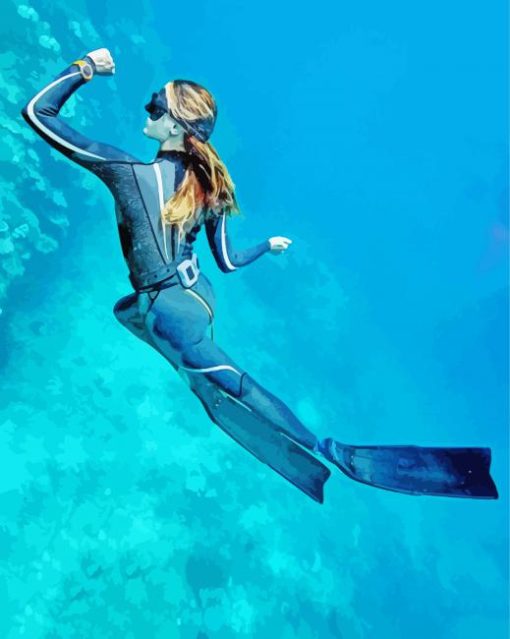 Scuba Lady Diamond Paintings