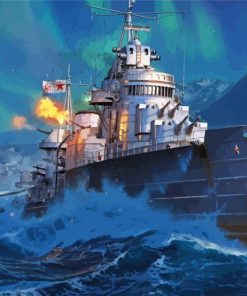 Warship Battle Diamond Paintings