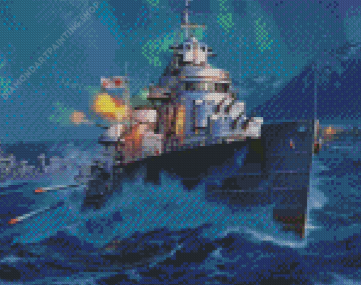 Warship Battle Diamond Paintings