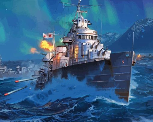 Warship Battle Diamond Paintings