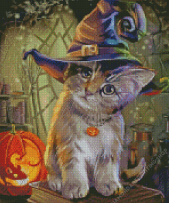 Witch Cat Halloween Diamond Paintings