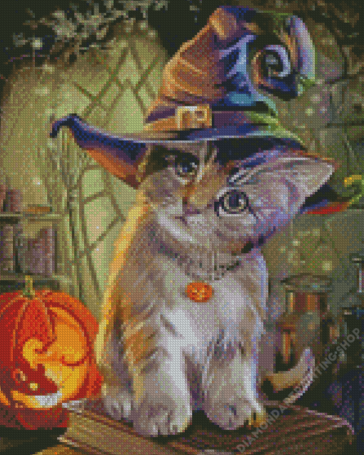 Witch Cat Halloween Diamond Paintings