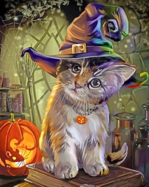 Witch Cat Halloween Diamond Paintings