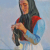 Woman Knitting Diamond Paintings