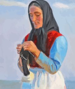 Woman Knitting Diamond Paintings