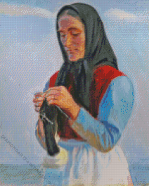 Woman Knitting Diamond Paintings