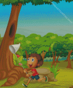 Cartoon Boy Running Diamond Paintings