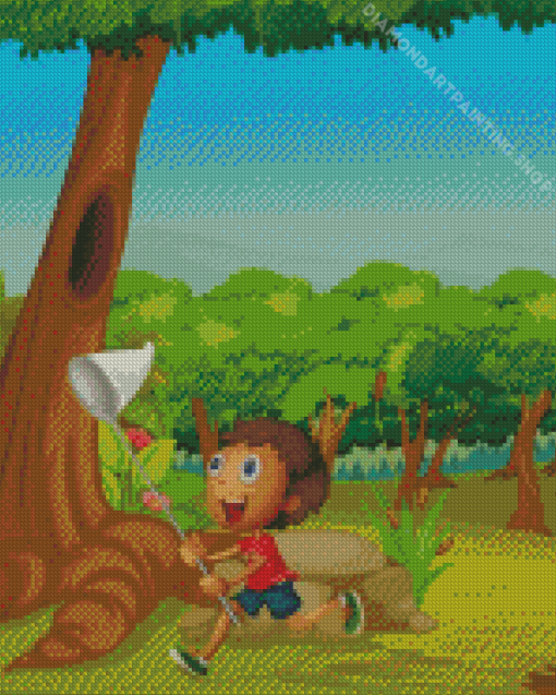 Cartoon Boy Running Diamond Paintings