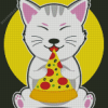 Cat Eating Pizza Diamond Paintings