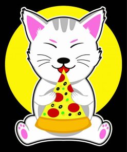 Cat Eating Pizza Diamond Paintings