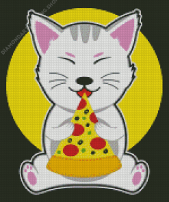 Cat Eating Pizza Diamond Paintings