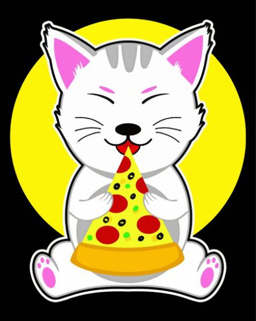 Cat Eating Pizza Diamond Paintings