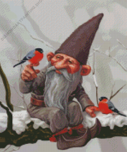 Dwarf And Birds Diamond Paintings