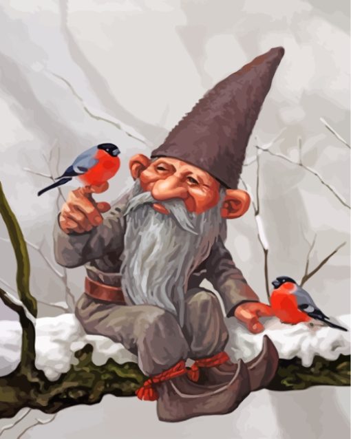 Dwarf And Birds Diamond Paintings