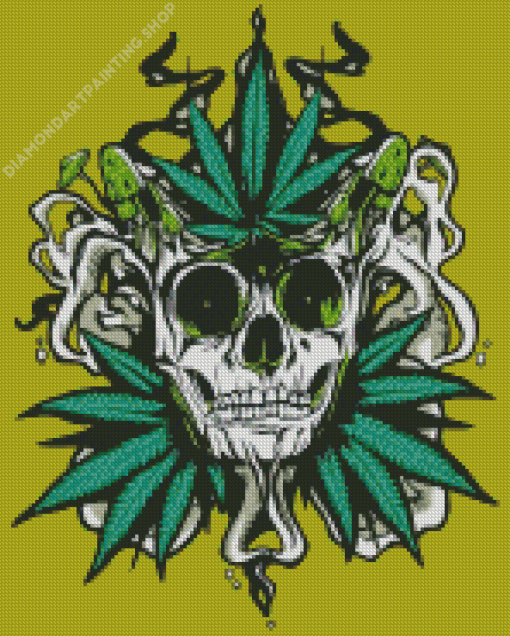 Eaves Weed Skull Diamond Paintings