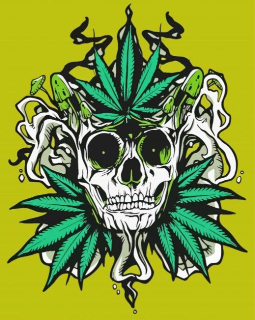 Eaves Weed Skull Diamond Paintings