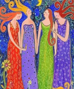 Four Female Friends Diamond Paintings