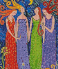 Four Female Friends Diamond Paintings