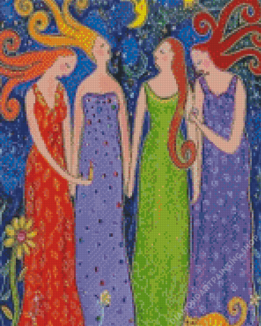 Four Female Friends Diamond Paintings