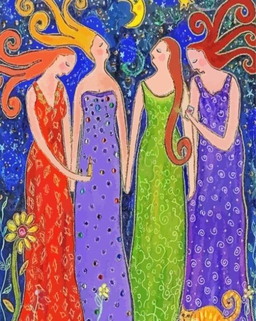 Four Female Friends Diamond Paintings