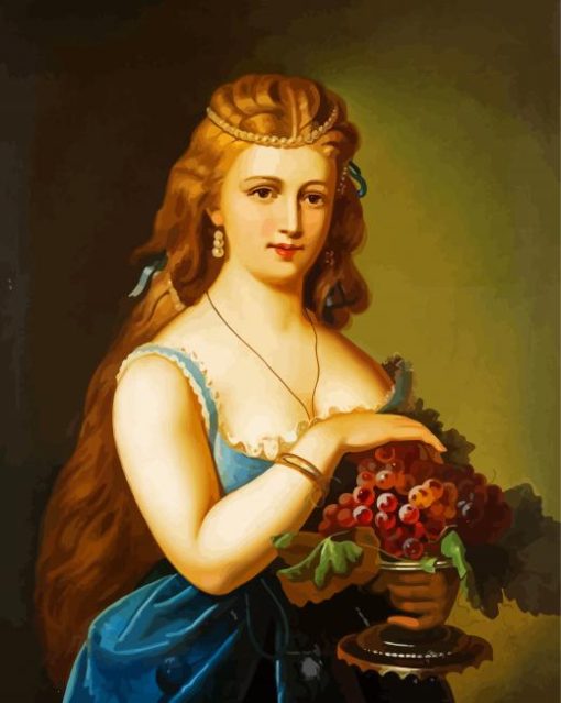 Lady With Grapes Diamond Paintings