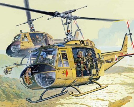 Military Huey Helicopters Diamond Paintings