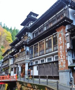 Ginzan Onsen Buildings Diamond Paintings