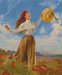 Girl In Field Diamond Paintings