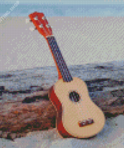 Guitar On Beach Diamond Paintings