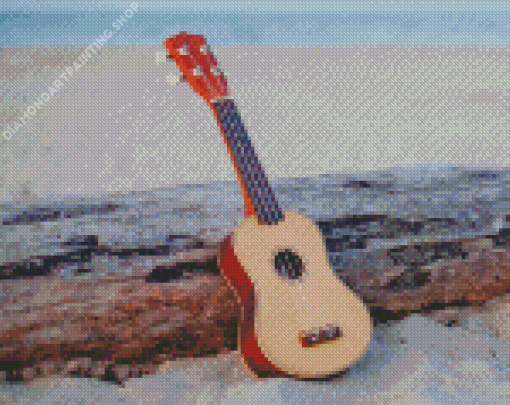 Guitar On Beach Diamond Paintings