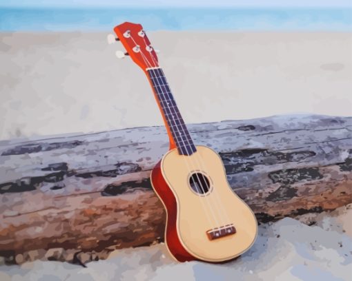 Guitar On Beach Diamond Paintings