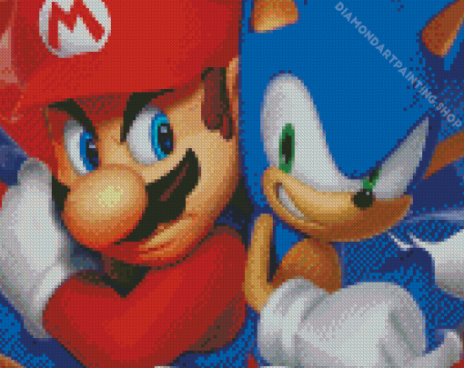 Mario And Sonic Game Diamond Paintings