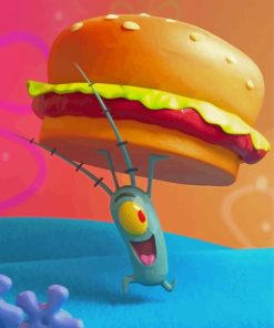 Plankton Holding Hamburger Diamond Paintings