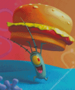 Plankton Holding Hamburger Diamond Paintings