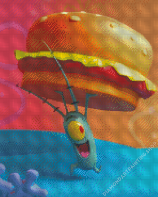 Plankton Holding Hamburger Diamond Paintings