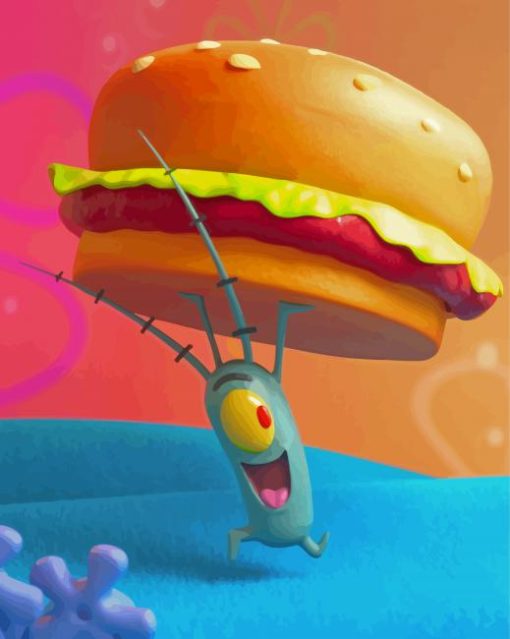 Plankton Holding Hamburger Diamond Paintings