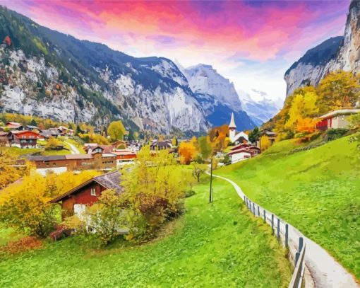 Lauterbrunnen Village Diamond Paintings