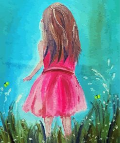 Girl In Pink Dress Diamond Paintings