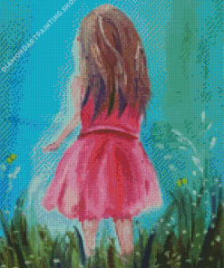 Girl In Pink Dress Diamond Paintings