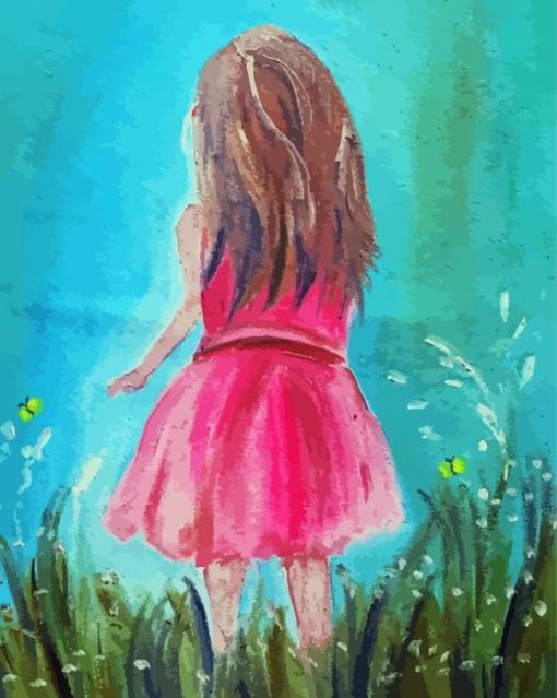 Girl In Pink Dress Diamond Paintings