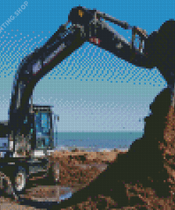 Black Excavator Diamond Paintings