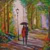 Couple In Rain Park Diamond Paintings