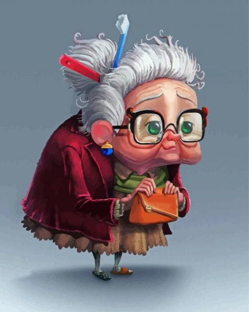 Cartoon Old Woman Diamond Paintings