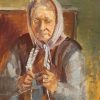 Old Woman Knitting Diamond Paintings