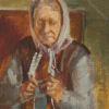 Old Woman Knitting Diamond Paintings