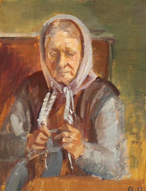 Old Woman Knitting Diamond Paintings