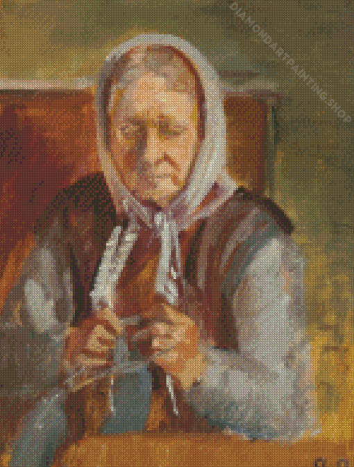 Old Woman Knitting Diamond Paintings