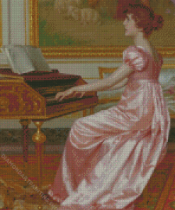 Woman Playing Piano Diamond Paintings